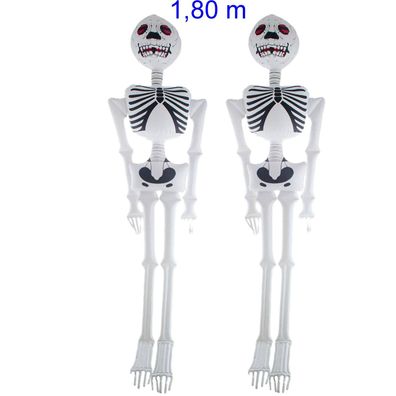 2 x aufblasbares Skelett 1,80 m Skeleton Halloween Fasching Dekoartikel Horror