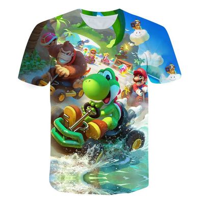 Super Mario T-Shirt für Kinder (Unisex) - Motiv: Mario Kart Yoshi & Donkey Kong