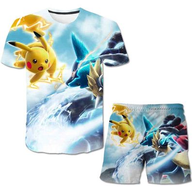 Pokemon T-Shirt & Hose für Kinder (Unisex) - Motiv: Pikachu & Lucario
