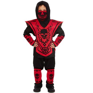 Jungen Ninja Kämpfer Kostüm Ninjago rot/ schwarz Faschingskostüm 4-12 Jahre