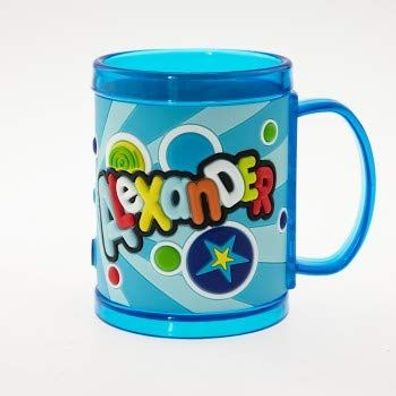 H&H 03873010011 Kinderbecher - Namensbecher, Kunststoff, Mehrfarbig- Alexander