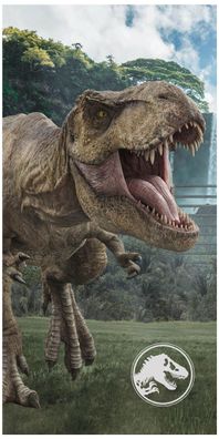Jurassic World Dominion T-Rex Dinosaurier mit weißen Logo Strandtuch Handtuch 14