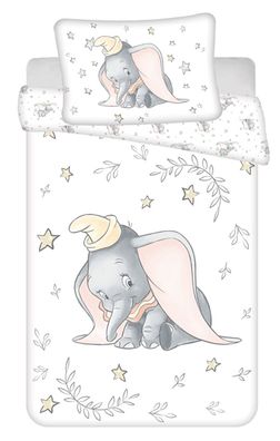 Disney Kinder Bettwäsche Wendemotiv Bettwäsche Dumbo Elefant Grau Sterne Pflanze