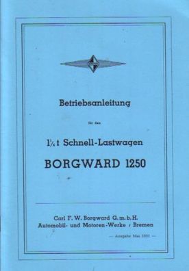 Betriebsanleitung Schnelllastwagen Borgward 1250
