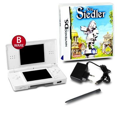 Nintendo DS Lite Handheld Konsole weiss #71B + Ladekabel + Spiel Die Siedler