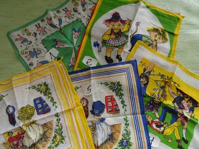 alte Stofftaschentücher Kindermotive Spiel & Spaß - Auswahl -