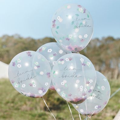 Ginger Ray - Ballons mit Blumen-Konfetti | Luftballons Team Bride | Boho-Style