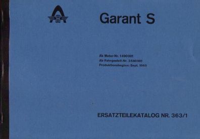 Ersatzteilkatalog Nr. 363/1 Hanomag Garant S, Klein Lastwagen