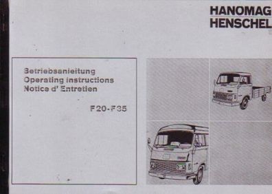 Betriebsanleitung Hanomag Henschel F20-F35, Lastwagen, Oldtimer