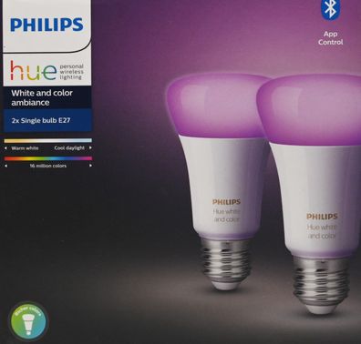 Philips Hue White & Color Ambiance E27 LED Lampe Doppelpack, dimmbar, bis zu 16