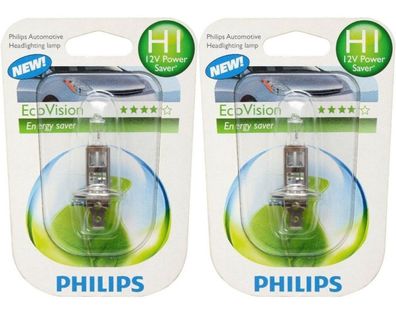 2x Philips H1 EcoVision 12V 55W Energysaver AutoLampe AutoBirne HalogenLampe
