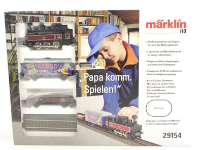 E374 Märklin H0 29154 Startset Dampflok + 2x Güterwagen Trafo Gleise / Digital