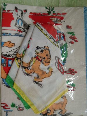 3x alte Stofftaschentuch Stofftaschentücher OVP - niedliche Hunde -
