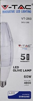V-TAC LED Lampe E40 UFO Oval 60W 220V Neutralweiß Chip Samsung Außenbeleuchtung