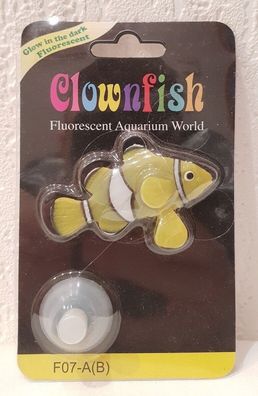 Neon leuchtende Gummi Clownfische 6cm gelb Dekoration Aquarium Nano Cubes
