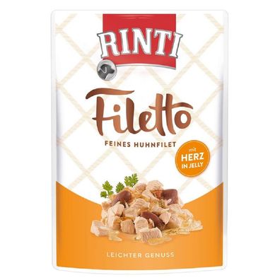 RINTI ¦ Filetto Jelly Huhn & Hühnerherz - 24 x 100g ¦ Hundenassfutter