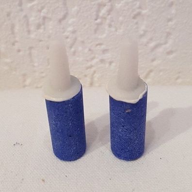 Ausströmer Luftstein 2er-Pack - rund 10x20mm blau Aquarium Zubehör Sauerstoff