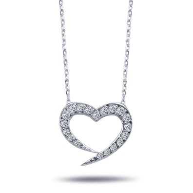 0,23 Carat Brillant-Schliff Diamant Stich ins Herz Anhänger Halskette 14 Karat Gold