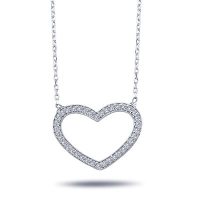 Pure Liebe 0,23 Carat Brillant-Schliff Diamant Herz Anhänger Halskette 14 Karat Gold