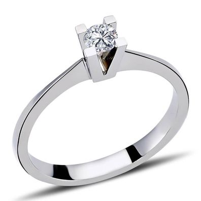 0,17 Carat Diamant Solitär Ring Brillant-Schliff Antragsring in 14 Karat Weißgold