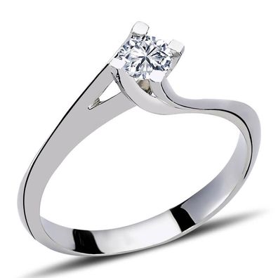 0,24 Carat Diamant Solitär Ring Brillant-Schliff Antragsring in 14 Karat Weißgold