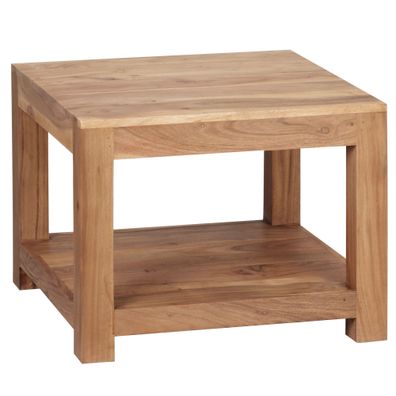 Wohnling Couchtisch MUMBAI Massiv-Holz Akazie 60 x 60 cm Wohnzimmer-Tisch Design ...
