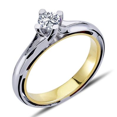 0,31 Carat Solitär Diamant Ring Brillant-Schliff Antragsring in 14 Karat Weißgold