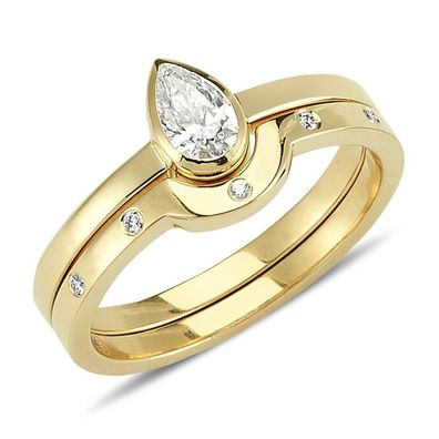 0,33 Carat Drop Diamant Solitär Ring Brillant-Schliff Antragsring 14 Karat Gelbgold