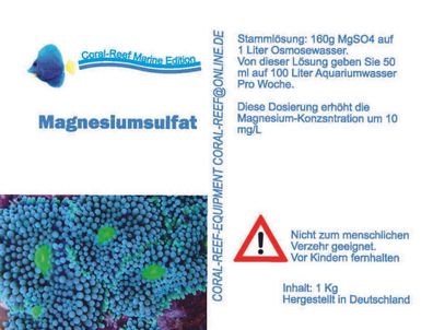 Coral Reef Magnesiumsulfat 1kg Beutel zur Erhöhung des Magnesiumwertes