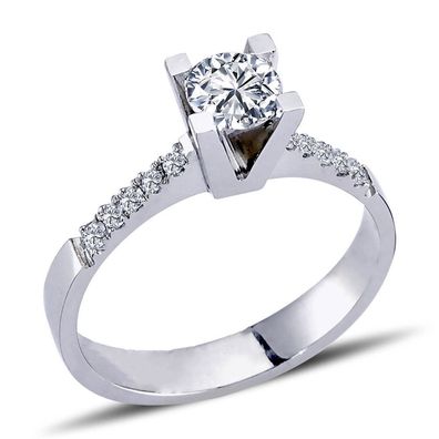 0,53 Carat Diamant Solitär Ring Brillant-Schliff Antragsring in 14 Karat Weißgold