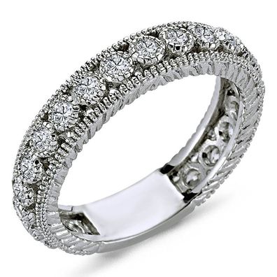 0,74 Carat Diamant rundum Memoire Eternity Ring Anniversary in 14 Karat Weißgold