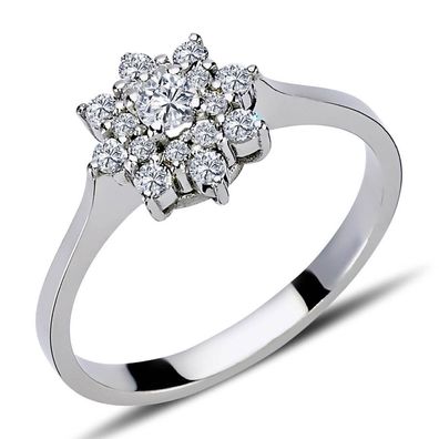Diamant Blume Ring in 14 Karat Weißgold