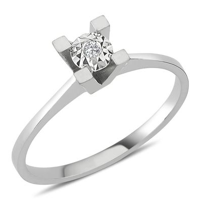 Diamant Solitär EinStein Ring mit 0,30 Carat Effekt in 8 Karat Weißgold