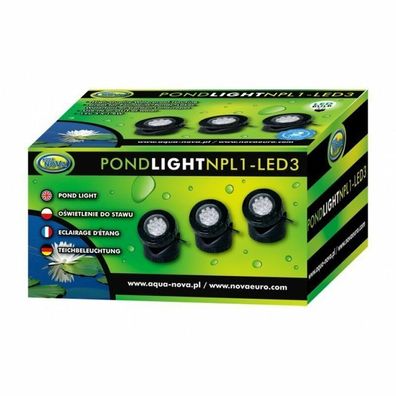 Aqua Nova Teichleuchte LED 3er-Pack 3x1,6W je 4 austauschbare Lichtfarben Teich