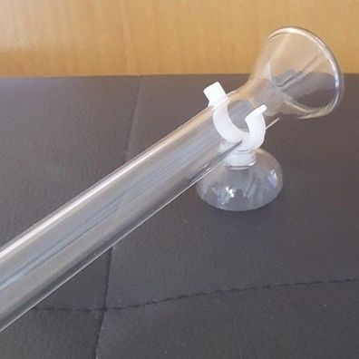 5x Futterrohr aus Glas Einfülltrichter 16mm - L: ca 400mm + 5x Saugnapf Sauger