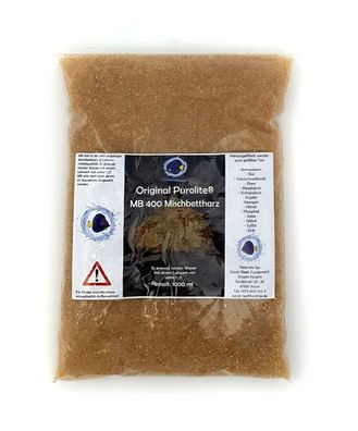 Coral Reef Mischbettharz MB 400 Purolite 1 Liter Beutel zur Wasservollentsalzung