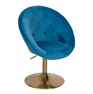 Wohnling Loungesessel Samt Blau / Gold Design Drehstuhl WL6.301