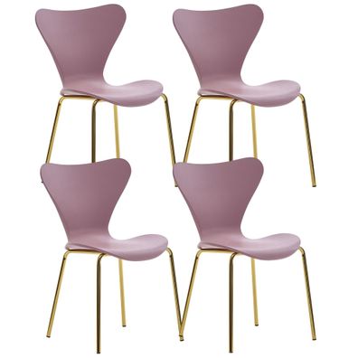 Wohnling Design Esszimmerstuhl 4er Set Pink Kunststoff mit goldenen Metallbeinen ...