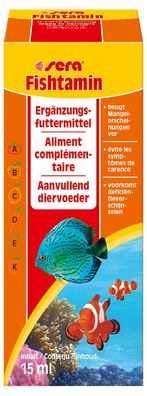 Sera Fishtamin 15ml - Ergänzungsfuttermittel beugt Mangelerscheinungen vor