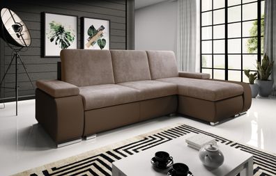 FURNIX Ecksofa Lortsie Polstercouch mit Schlaffunktion und Bettkasten MA124-PS03