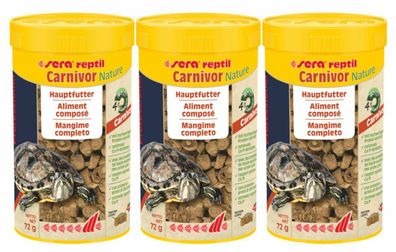 3x Sera reptil Carnivor Nature 250ml / 72g - Protein Futter für carnivore Reptilien