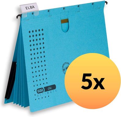 5er Pack ELBA Personalhefter chic Ultimate Karton blau