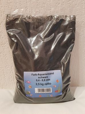 4x Farb Aquariensand schwarz 2,5kg - 0,4-0,8mm Aquariumsand Aquarien Bodengrund