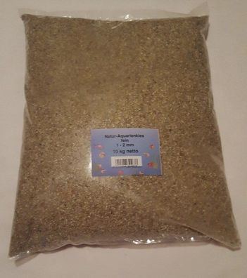 Natur Aquarienkies fein 10kg - 1-2mm Aquariumkies - Bodengrund für Aquarien