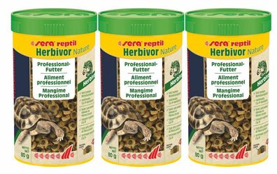 3x Sera reptil Herbivor Nature für herbivore Reptilien Futter 250ml - 80g