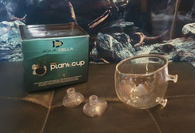 Aqua Della Glas Pflanzentopf inkl. Saugnapf - Glass Plant Cup Aquarium Nano Deko