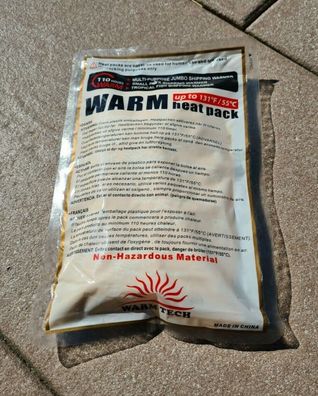 Warm Tech Heat Pack Wärmekissen für bis zu 110 Stunden Heatpack Stoff ca. 400g