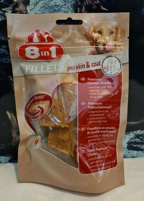 8in1 Delights Fillets pro skin & coat S - 80g Hunde Premium Chicken Snacks Hund