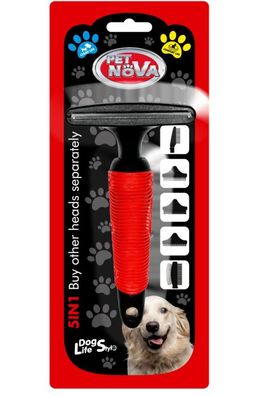 Hunde Stahl Trimmer M 15cm x 8,5cm entfernt Haare + Unterwolle rot-schwarz Hund