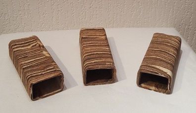 3x Welshöhle Laichhöhle 14cm bunt Tonhöhle 4-eckig für Welse Aquarium Höhle